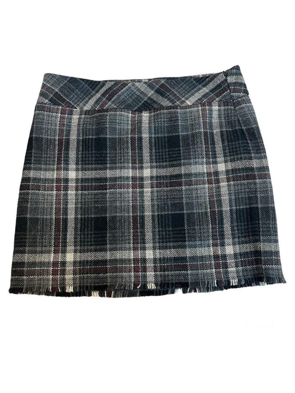 EDDIE Bauer women’s gray black red wool tweed miniskirt Sz 14